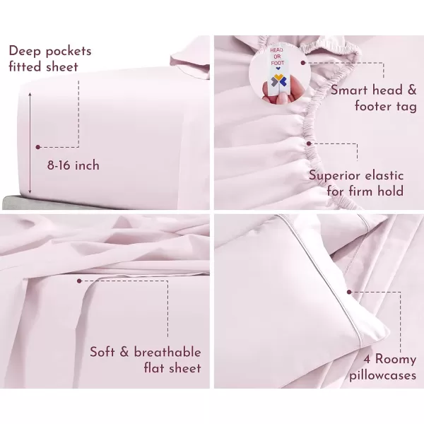 imageCalifornia Design Den Twin XL Sheets Set 400 Thread Count Sateen 100 Cotton Sheets Soft Luxury 3 Pc Dorm Rooms ampamp Adults Cooling Sheets Set Plaid SheetsPink