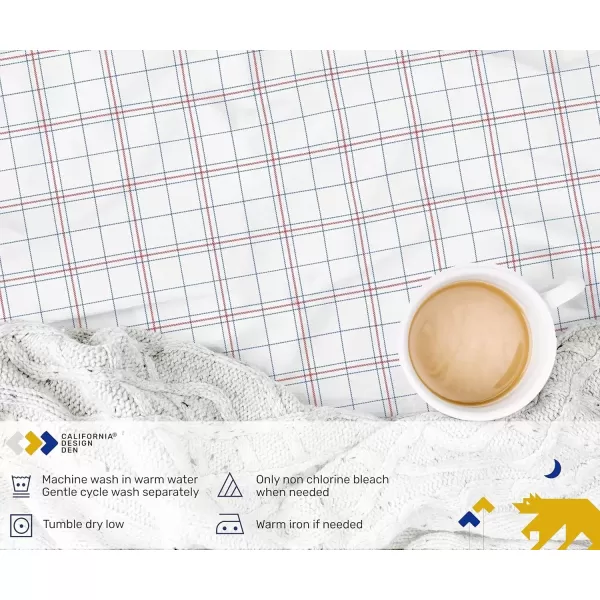 imageCalifornia Design Den Twin XL Sheets Set 400 Thread Count Sateen 100 Cotton Sheets Soft Luxury 3 Pc Dorm Rooms ampamp Adults Cooling Sheets Set Plaid SheetsPattern  Plaid