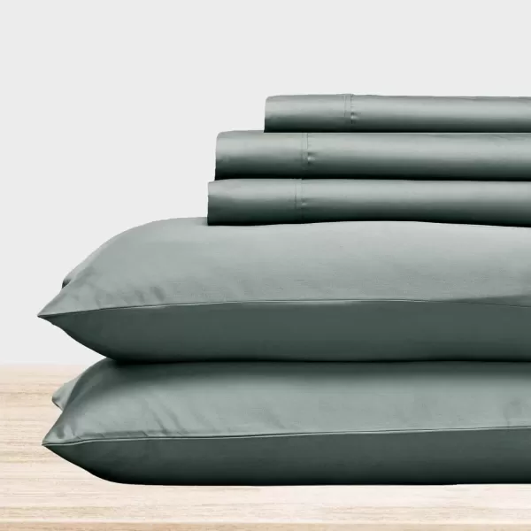 imageCalifornia Design Den Twin XL Sheets Set 400 Thread Count Sateen 100 Cotton Sheets Soft Luxury 3 Pc Dorm Rooms ampamp Adults Cooling Sheets Set Plaid SheetsSage Green