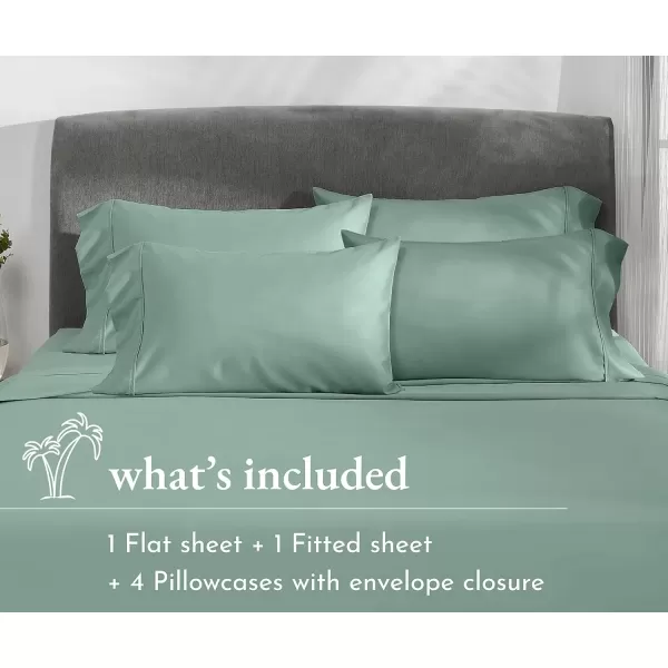 imageCalifornia Design Den Twin XL Sheets Set 400 Thread Count Sateen 100 Cotton Sheets Soft Luxury 3 Pc Dorm Rooms ampamp Adults Cooling Sheets Set Plaid SheetsSage Green
