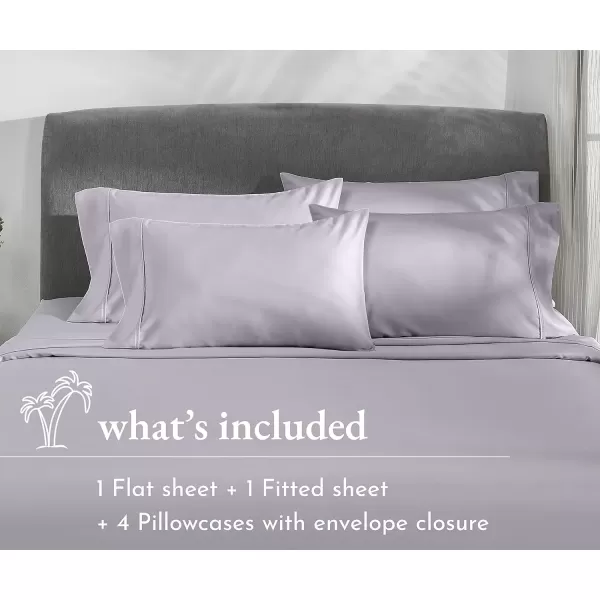 imageCalifornia Design Den Twin XL Sheets Set 400 Thread Count Sateen 100 Cotton Sheets Soft Luxury 3 Pc Dorm Rooms ampamp Adults Cooling Sheets Set Plaid SheetsLavender Gray