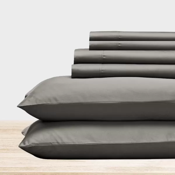 imageCalifornia Design Den Twin XL Sheets Set 400 Thread Count Sateen 100 Cotton Sheets Soft Luxury 3 Pc Dorm Rooms ampamp Adults Cooling Sheets Set Plaid SheetsSlate Gray