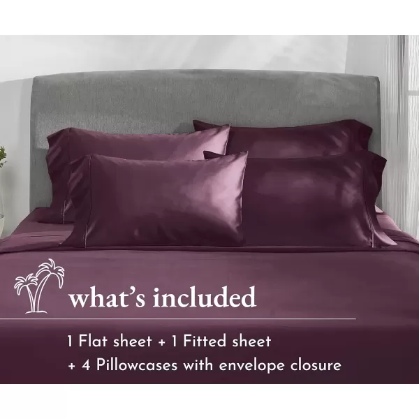 imageCalifornia Design Den Twin XL Sheets Set 400 Thread Count Sateen 100 Cotton Sheets Soft Luxury 3 Pc Dorm Rooms ampamp Adults Cooling Sheets Set Plaid SheetsSoft Plum