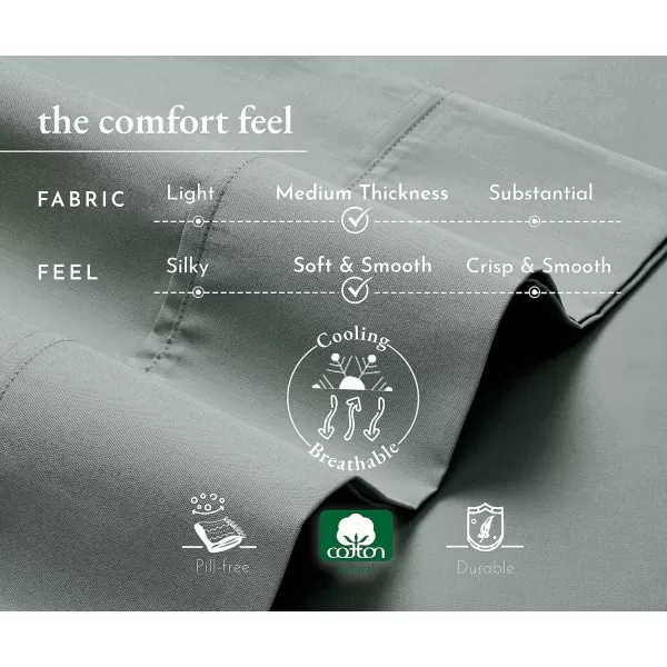 imageCalifornia Design Den Twin XL Sheets Set 400 Thread Count Sateen 100 Cotton Sheets Soft Luxury 3 Pc Dorm Rooms ampamp Adults Cooling Sheets Set Plaid SheetsSage Green