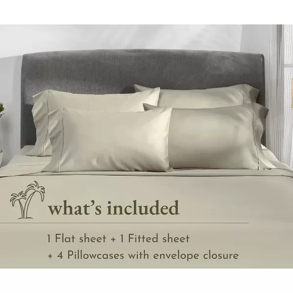 imageCalifornia Design Den Twin XL Sheets Set 400 Thread Count Sateen 100 Cotton Sheets Soft Luxury 3 Pc Dorm Rooms ampamp Adults Cooling Sheets Set Plaid SheetsTaupe