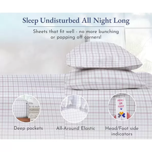 imageCalifornia Design Den Twin XL Sheets Set 400 Thread Count Sateen 100 Cotton Sheets Soft Luxury 3 Pc Dorm Rooms ampamp Adults Cooling Sheets Set Plaid SheetsPattern  Plaid