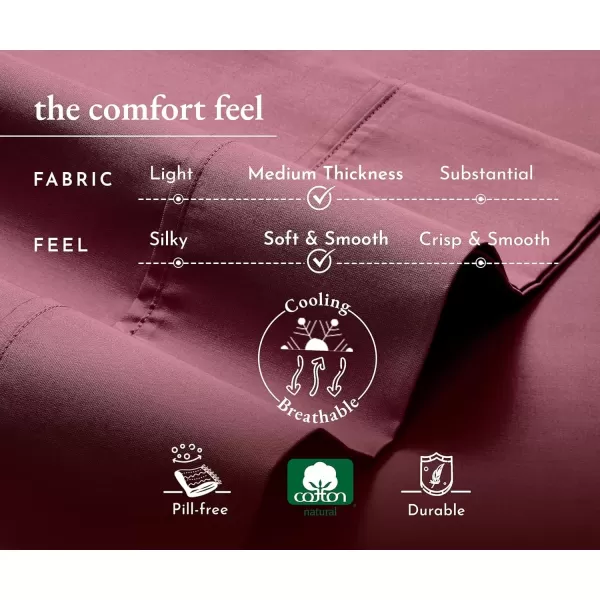 imageCalifornia Design Den Twin XL Sheets Set 400 Thread Count Sateen 100 Cotton Sheets Soft Luxury 3 Pc Dorm Rooms ampamp Adults Cooling Sheets Set Plaid SheetsBurgundy Red