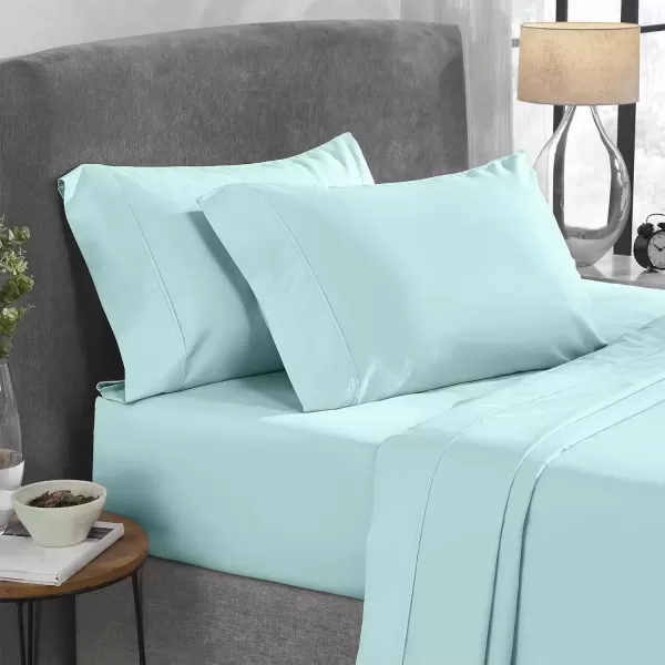 imageCalifornia Design Den Twin XL Sheets Set 400 Thread Count Sateen 100 Cotton Sheets Soft Luxury 3 Pc Dorm Rooms ampamp Adults Cooling Sheets Set Plaid SheetsSeafoam