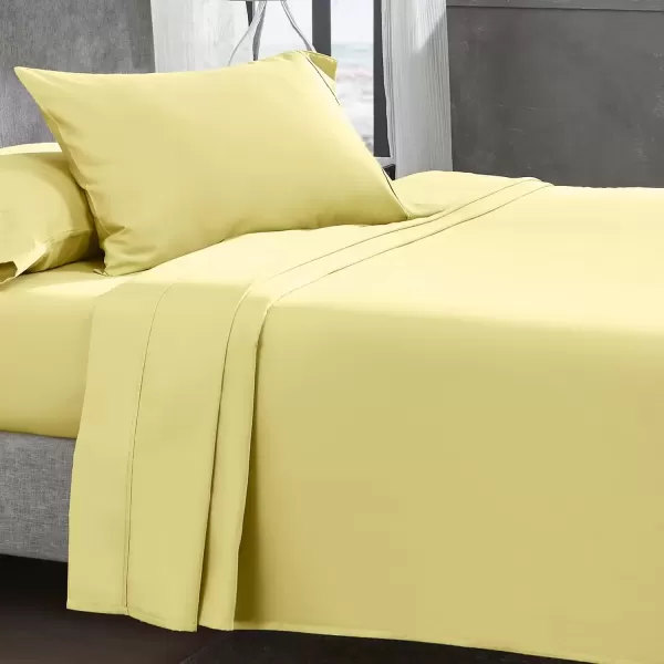 imageCalifornia Design Den Twin XL Sheets Set 400 Thread Count Sateen 100 Cotton Sheets Soft Luxury 3 Pc Dorm Rooms ampamp Adults Cooling Sheets Set Plaid SheetsSunshine Yellow