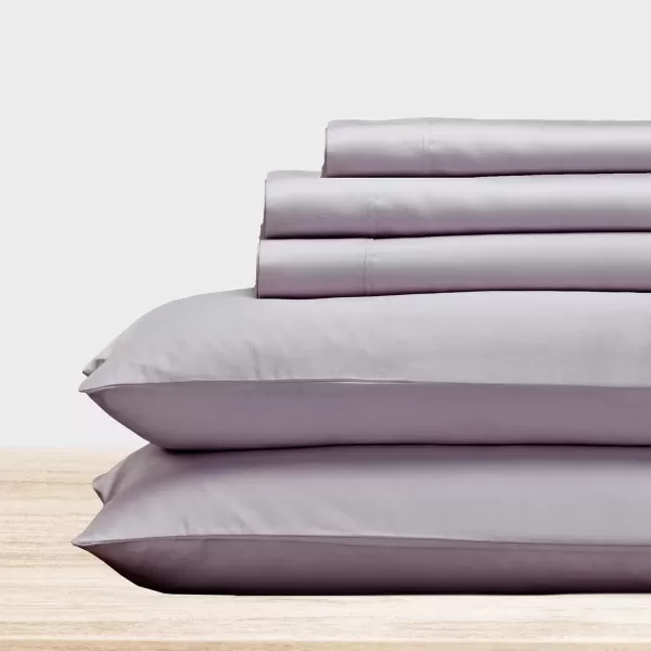 imageCalifornia Design Den Twin XL Sheets Set 400 Thread Count Sateen 100 Cotton Sheets Soft Luxury 3 Pc Dorm Rooms ampamp Adults Cooling Sheets Set Plaid SheetsLavender Gray