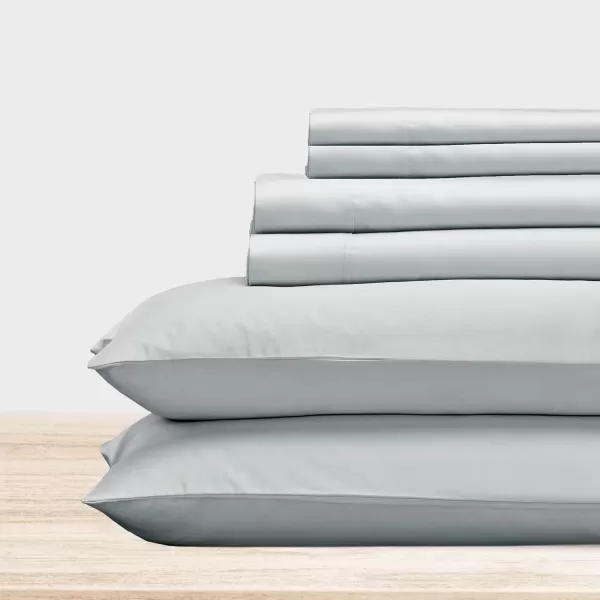 imageCalifornia Design Den Twin XL Sheets Set 400 Thread Count Sateen 100 Cotton Sheets Soft Luxury 3 Pc Dorm Rooms ampamp Adults Cooling Sheets Set Plaid SheetsLight Grey