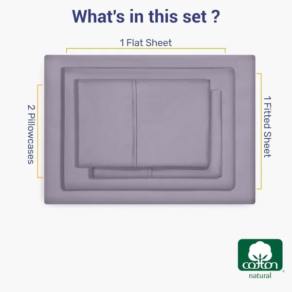 imageCalifornia Design Den Twin XL Sheets Set 400 Thread Count Sateen 100 Cotton Sheets Soft Luxury 3 Pc Dorm Rooms ampamp Adults Cooling Sheets Set Plaid SheetsPurple Ash