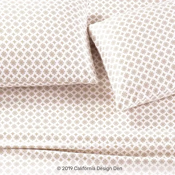 imageCalifornia Design Den Twin XL Sheets Set 400 Thread Count Sateen 100 Cotton Sheets Soft Luxury 3 Pc Dorm Rooms ampamp Adults Cooling Sheets Set Plaid SheetsMedallion Taupe