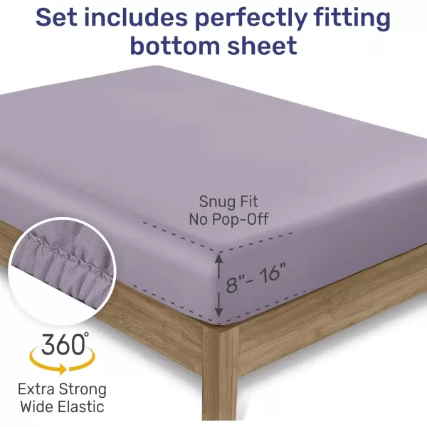 imageCalifornia Design Den Twin XL Sheets Set 400 Thread Count Sateen 100 Cotton Sheets Soft Luxury 3 Pc Dorm Rooms ampamp Adults Cooling Sheets Set Plaid SheetsPurple Ash