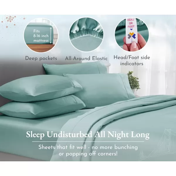 imageCalifornia Design Den Twin XL Sheets Set 400 Thread Count Sateen 100 Cotton Sheets Soft Luxury 3 Pc Dorm Rooms ampamp Adults Cooling Sheets Set Plaid SheetsTeal