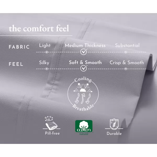 imageCalifornia Design Den Twin XL Sheets Set 400 Thread Count Sateen 100 Cotton Sheets Soft Luxury 3 Pc Dorm Rooms ampamp Adults Cooling Sheets Set Plaid SheetsLavender Gray