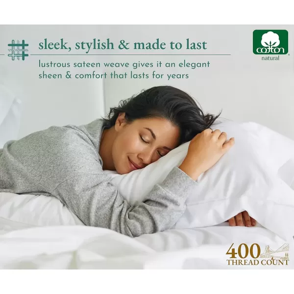 imageCalifornia Design Den Twin XL Sheets Set 400 Thread Count Sateen 100 Cotton Sheets Soft Luxury 3 Pc Dorm Rooms ampamp Adults Cooling Sheets Set Plaid SheetsSeafoam