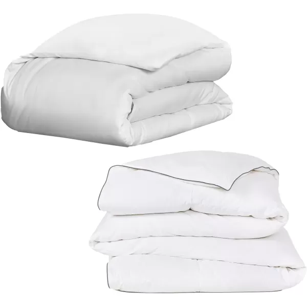 imageQueen Size Comforter ampamp Duvet Cover Bundle  Luxury 400 Thread Count 100 Cotton Sateen Duvet Cover with AllSeason Down Alt Comforter White