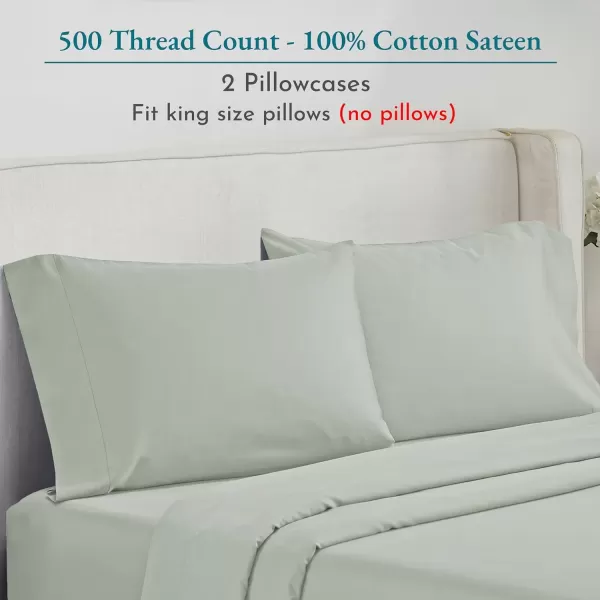 imageCALIFORNIA DESIGN DEN Soft ampamp Silky 500 Thread Count 100 Cotton is Cool ampamp Smooth White Pillowcases Queen Size Fits Standard ampamp Queen Pillows Pure White07  Silver Sage