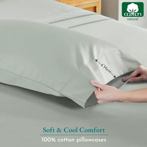 imageCALIFORNIA DESIGN DEN Soft ampamp Silky 500 Thread Count 100 Cotton is Cool ampamp Smooth White Pillowcases Queen Size Fits Standard ampamp Queen Pillows Pure White07  Silver Sage
