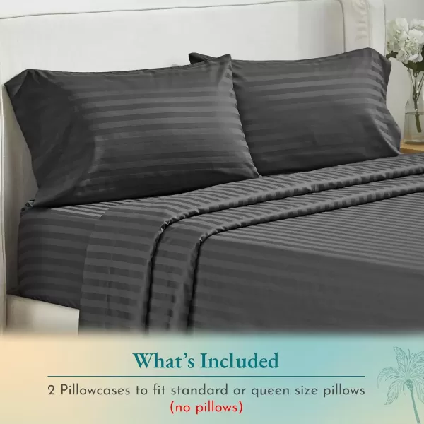 imageCALIFORNIA DESIGN DEN Soft ampamp Silky 500 Thread Count 100 Cotton is Cool ampamp Smooth White Pillowcases Queen Size Fits Standard ampamp Queen Pillows Pure White11  Grey Striped