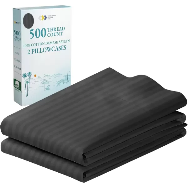 imageCALIFORNIA DESIGN DEN Soft ampamp Silky 500 Thread Count 100 Cotton is Cool ampamp Smooth White Pillowcases Queen Size Fits Standard ampamp Queen Pillows Pure White11  Grey Striped