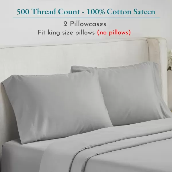 imageCALIFORNIA DESIGN DEN Soft ampamp Silky 500 Thread Count 100 Cotton is Cool ampamp Smooth White Pillowcases Queen Size Fits Standard ampamp Queen Pillows Pure White03  Light Grey