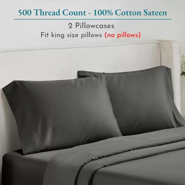 imageCALIFORNIA DESIGN DEN Soft ampamp Silky 500 Thread Count 100 Cotton is Cool ampamp Smooth White Pillowcases Queen Size Fits Standard ampamp Queen Pillows Pure White10  Grey
