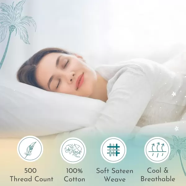 imageCALIFORNIA DESIGN DEN Soft ampamp Silky 500 Thread Count 100 Cotton is Cool ampamp Smooth White Pillowcases Queen Size Fits Standard ampamp Queen Pillows Pure White06  Ivory Striped