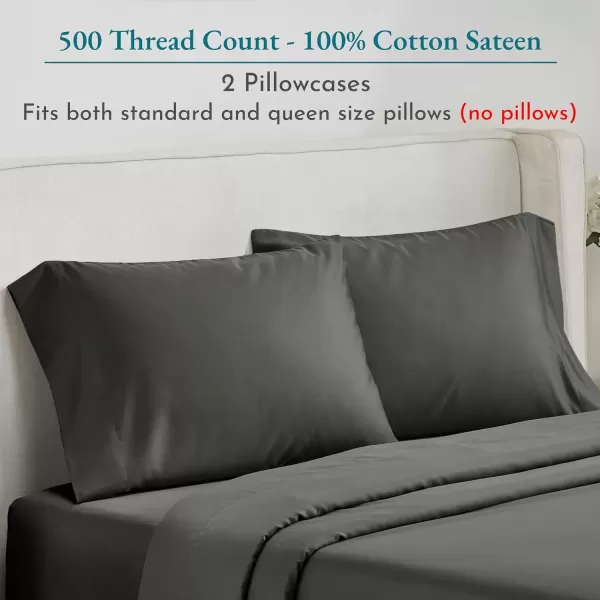 imageCALIFORNIA DESIGN DEN Soft ampamp Silky 500 Thread Count 100 Cotton is Cool ampamp Smooth White Pillowcases Queen Size Fits Standard ampamp Queen Pillows Pure White10  Grey