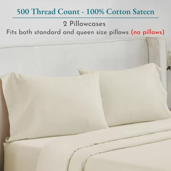 imageCALIFORNIA DESIGN DEN Soft ampamp Silky 500 Thread Count 100 Cotton is Cool ampamp Smooth White Pillowcases Queen Size Fits Standard ampamp Queen Pillows Pure White05  Ivory