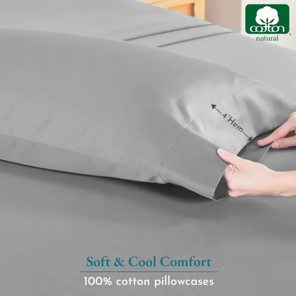 imageCALIFORNIA DESIGN DEN Soft ampamp Silky 500 Thread Count 100 Cotton is Cool ampamp Smooth White Pillowcases Queen Size Fits Standard ampamp Queen Pillows Pure White03  Light Grey
