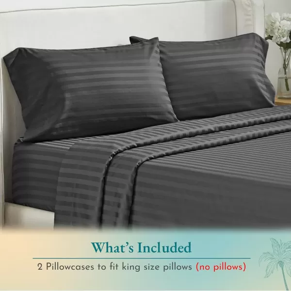 imageCALIFORNIA DESIGN DEN Soft ampamp Silky 500 Thread Count 100 Cotton is Cool ampamp Smooth White Pillowcases Queen Size Fits Standard ampamp Queen Pillows Pure White11  Grey Striped
