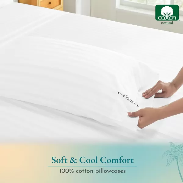 imageCALIFORNIA DESIGN DEN Soft ampamp Silky 500 Thread Count 100 Cotton is Cool ampamp Smooth White Pillowcases Queen Size Fits Standard ampamp Queen Pillows Pure White02  White Striped