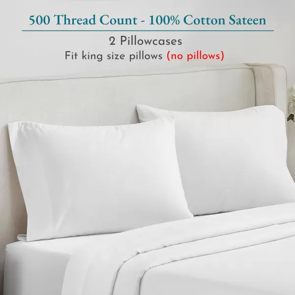 imageCALIFORNIA DESIGN DEN Soft ampamp Silky 500 Thread Count 100 Cotton is Cool ampamp Smooth White Pillowcases Queen Size Fits Standard ampamp Queen Pillows Pure White01  White