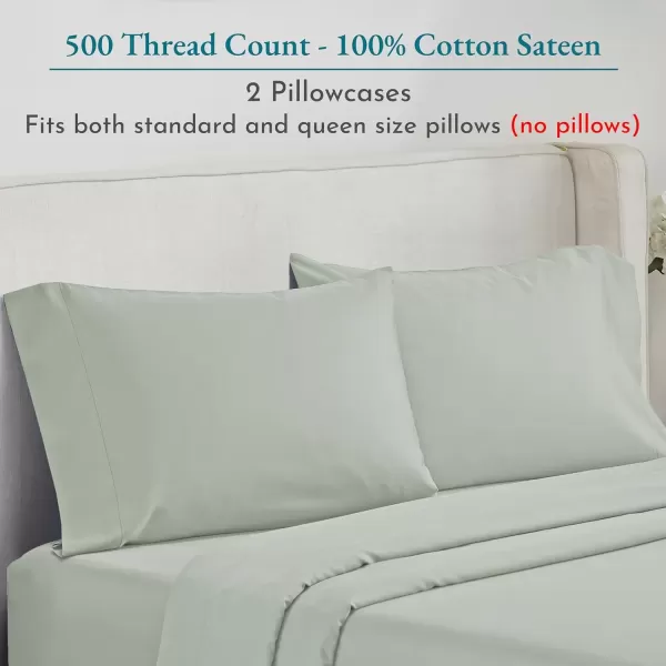 imageCALIFORNIA DESIGN DEN Soft ampamp Silky 500 Thread Count 100 Cotton is Cool ampamp Smooth White Pillowcases Queen Size Fits Standard ampamp Queen Pillows Pure White07  Silver Sage