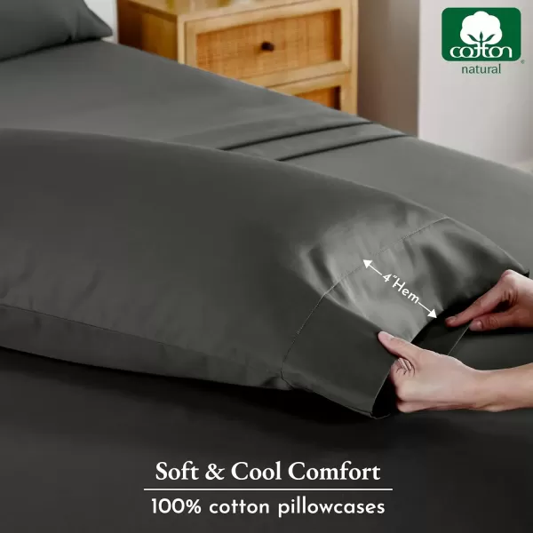 imageCALIFORNIA DESIGN DEN Soft ampamp Silky 500 Thread Count 100 Cotton is Cool ampamp Smooth White Pillowcases Queen Size Fits Standard ampamp Queen Pillows Pure White10  Grey