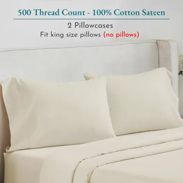 imageCALIFORNIA DESIGN DEN Soft ampamp Silky 500 Thread Count 100 Cotton is Cool ampamp Smooth White Pillowcases Queen Size Fits Standard ampamp Queen Pillows Pure White05  Ivory
