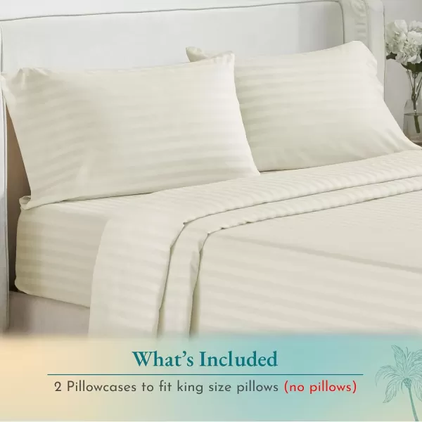 imageCALIFORNIA DESIGN DEN Soft ampamp Silky 500 Thread Count 100 Cotton is Cool ampamp Smooth White Pillowcases Queen Size Fits Standard ampamp Queen Pillows Pure White06  Ivory Striped