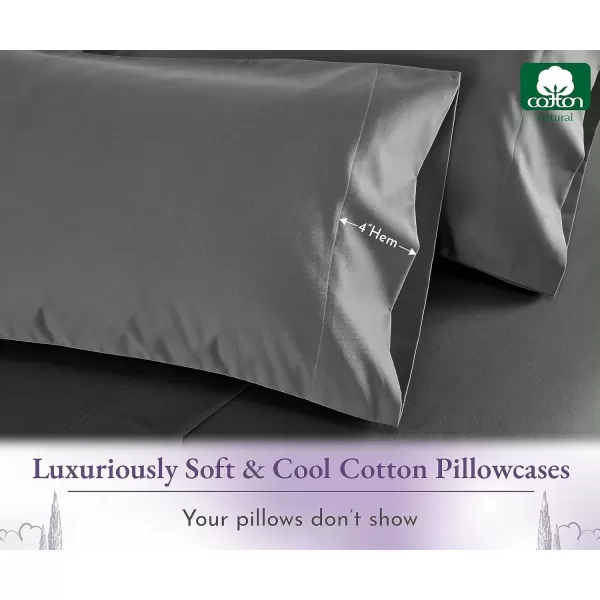 imageCalifornia Design Den 1000 Thread Count Soft ampamp Smooth 100 Cotton Sateen Weave HotelQuality Set of 2 Classic Style Bright White Pillow Cases Standard Size Fits Std ampamp Queen Size PillowsGrey
