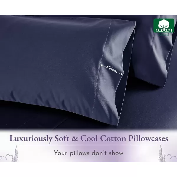 imageCalifornia Design Den 1000 Thread Count Soft ampamp Smooth 100 Cotton Sateen Weave HotelQuality Set of 2 Classic Style Bright White Pillow Cases Standard Size Fits Std ampamp Queen Size PillowsNavy Blue