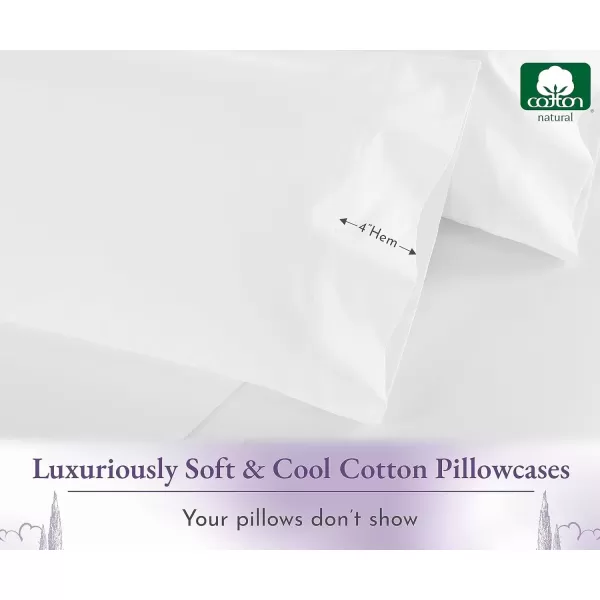 imageCalifornia Design Den 1000 Thread Count Soft ampamp Smooth 100 Cotton Sateen Weave HotelQuality Set of 2 Classic Style Bright White Pillow Cases Standard Size Fits Std ampamp Queen Size PillowsBright White