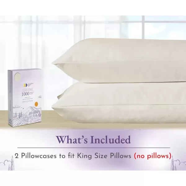 imageCalifornia Design Den 1000 Thread Count Soft ampamp Smooth 100 Cotton Sateen Weave HotelQuality Set of 2 Classic Style Bright White Pillow Cases Standard Size Fits Std ampamp Queen Size PillowsIvory