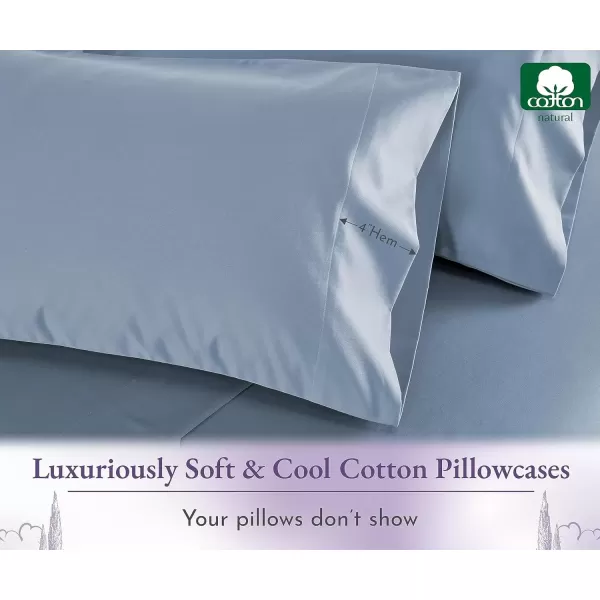 imageCalifornia Design Den 1000 Thread Count Soft ampamp Smooth 100 Cotton Sateen Weave HotelQuality Set of 2 Classic Style Bright White Pillow Cases Standard Size Fits Std ampamp Queen Size PillowsBlue