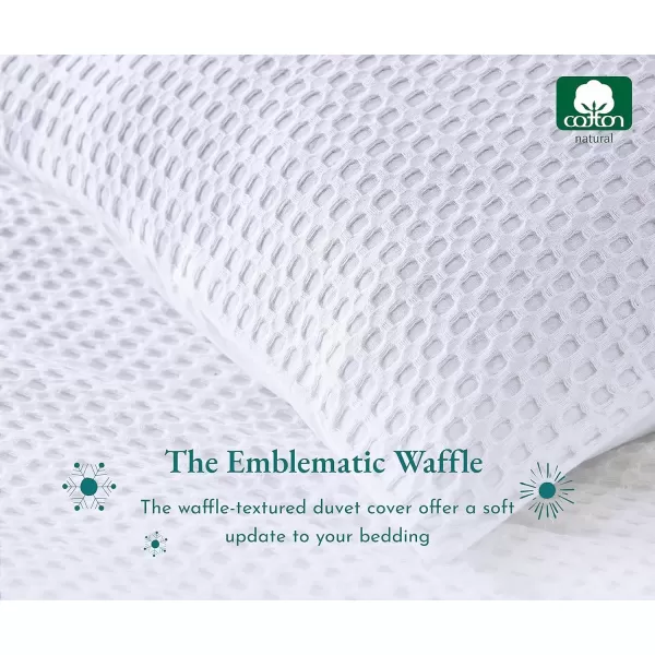 imageCalifornia Design Den 3 Piece King Size Duvet Cover Set 400 Thread Count 100 Cotton Sateen Soft Luxury Sateen Weave Comforter Cover and Two Pillow Shams Button Closure and Corner Ties WhiteKing06 White Waffle