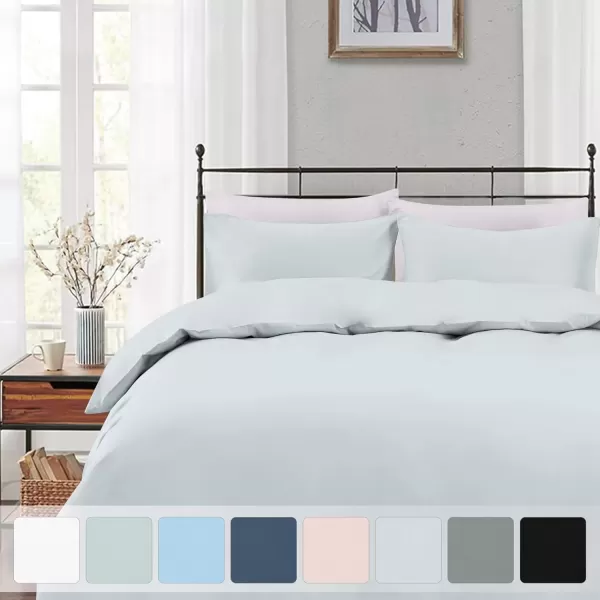 imageCalifornia Design Den 3 Piece King Size Duvet Cover Set 400 Thread Count 100 Cotton Sateen Soft Luxury Sateen Weave Comforter Cover and Two Pillow Shams Button Closure and Corner Ties WhiteKing03 Light Grey