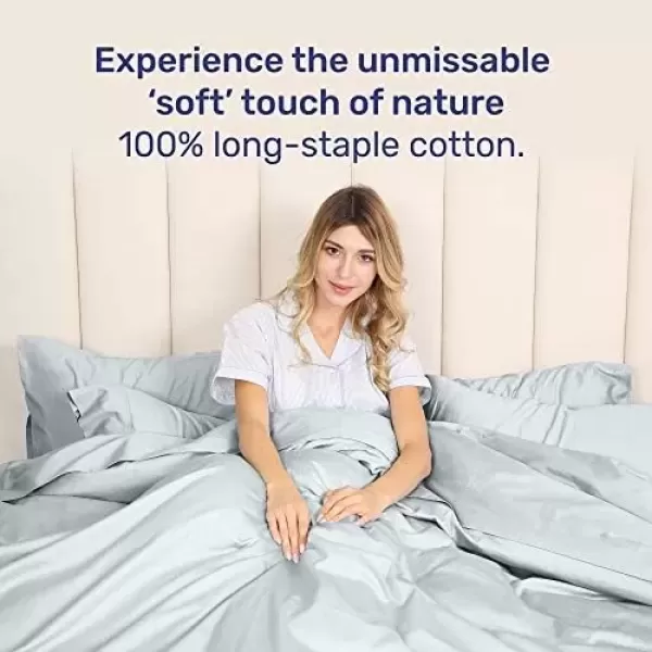 imageCalifornia Design Den 3 Piece King Size Duvet Cover Set 400 Thread Count 100 Cotton Sateen Soft Luxury Sateen Weave Comforter Cover and Two Pillow Shams Button Closure and Corner Ties WhiteKing03 Light Grey