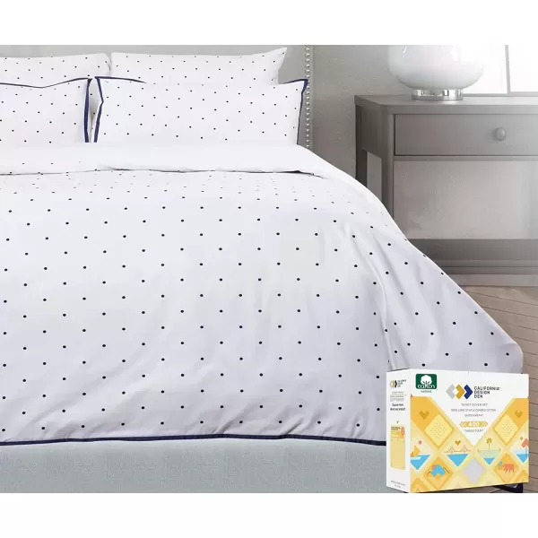 imageCalifornia Design Den 3 Piece King Size Duvet Cover Set 400 Thread Count 100 Cotton Sateen Soft Luxury Sateen Weave Comforter Cover and Two Pillow Shams Button Closure and Corner Ties WhiteKing09 Polka Dot
