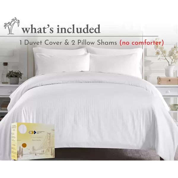 imageCalifornia Design Den 3 Piece King Size Duvet Cover Set 400 Thread Count 100 Cotton Sateen Soft Luxury Sateen Weave Comforter Cover and Two Pillow Shams Button Closure and Corner Ties WhiteKing08 Striped White