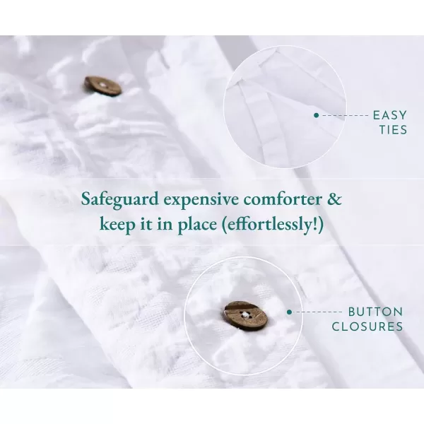 imageCalifornia Design Den 3 Piece King Size Duvet Cover Set 400 Thread Count 100 Cotton Sateen Soft Luxury Sateen Weave Comforter Cover and Two Pillow Shams Button Closure and Corner Ties WhiteKing07 White Geo Matelass